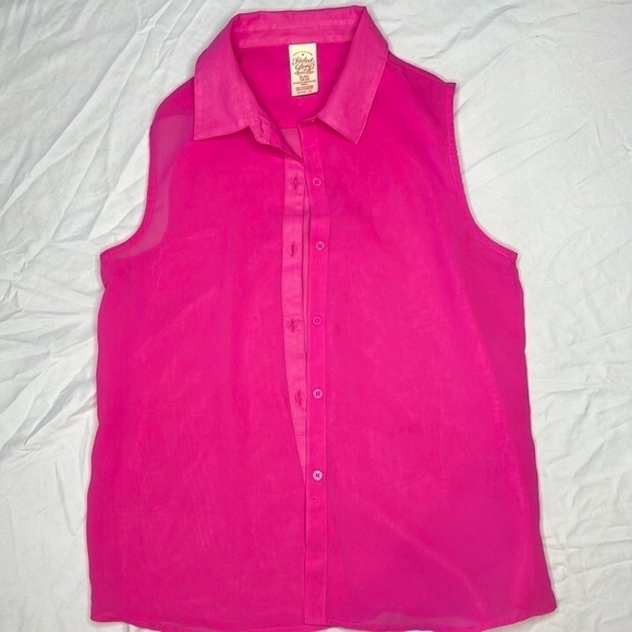 Sheer Pink sleeveless button down vest top Kids XL 10-14 Barbiecore Valentino - Picture 2 of 5